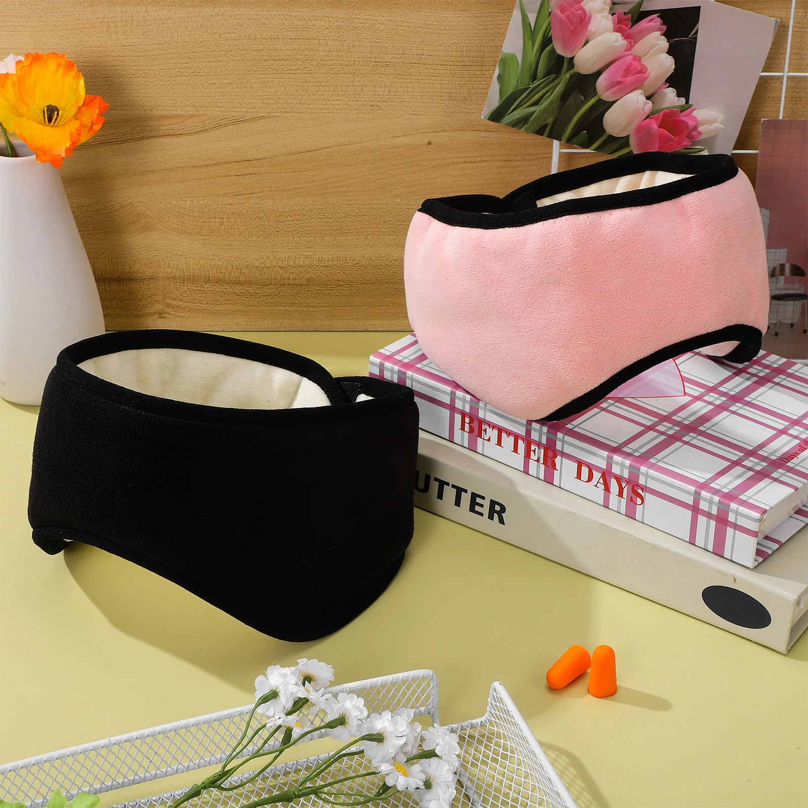 2 قطعة تدفئة الأذن الشتوية غطاء للأذنين النوم الحد من الضوضاء لينة قابل للتعديل عقال مريحة للرجال النساء غطاء للأذنين