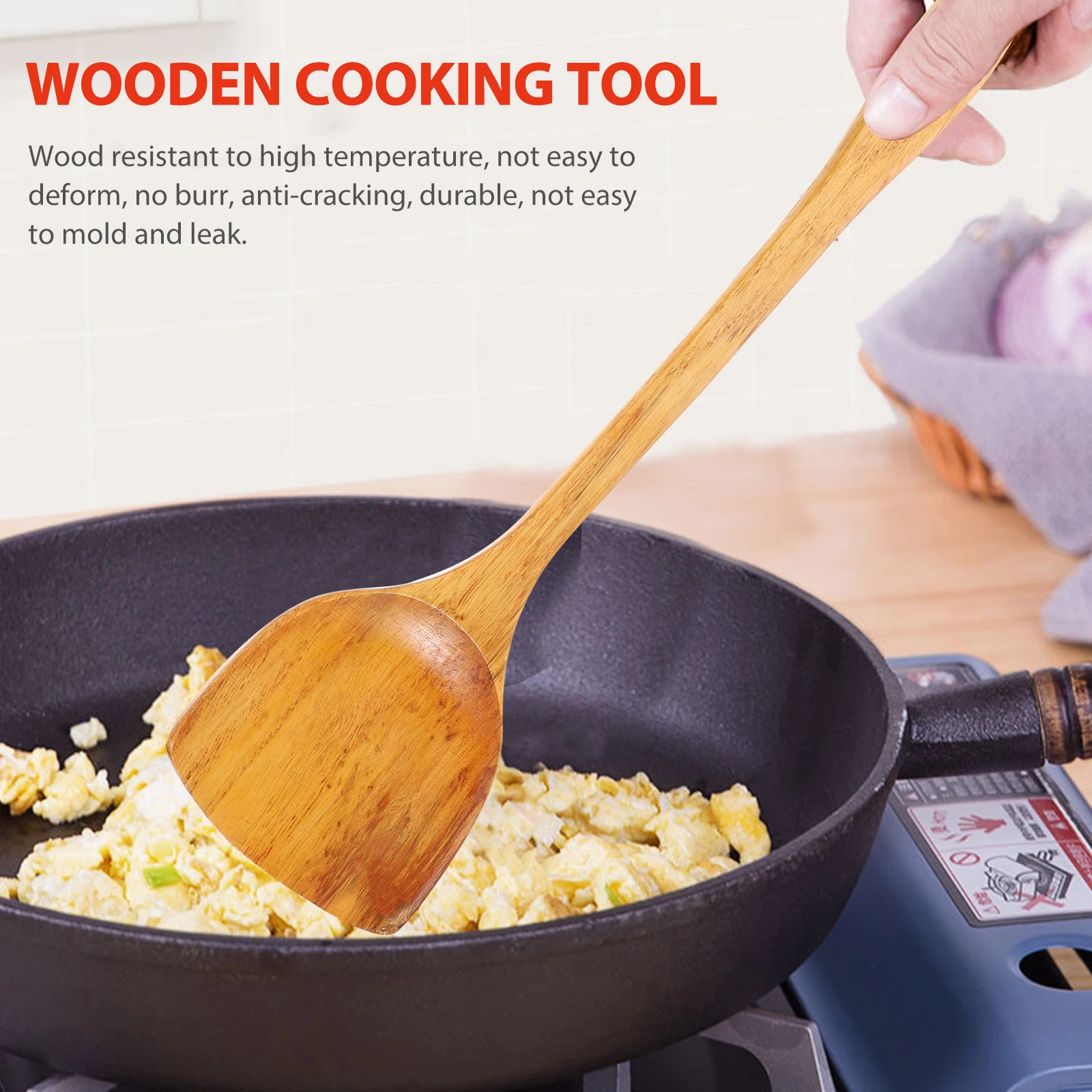 

2 Pcs Wooden Anti-scalding Spatula Kitchen Cooking Number Shovel Bamboo Tool Non Stick for