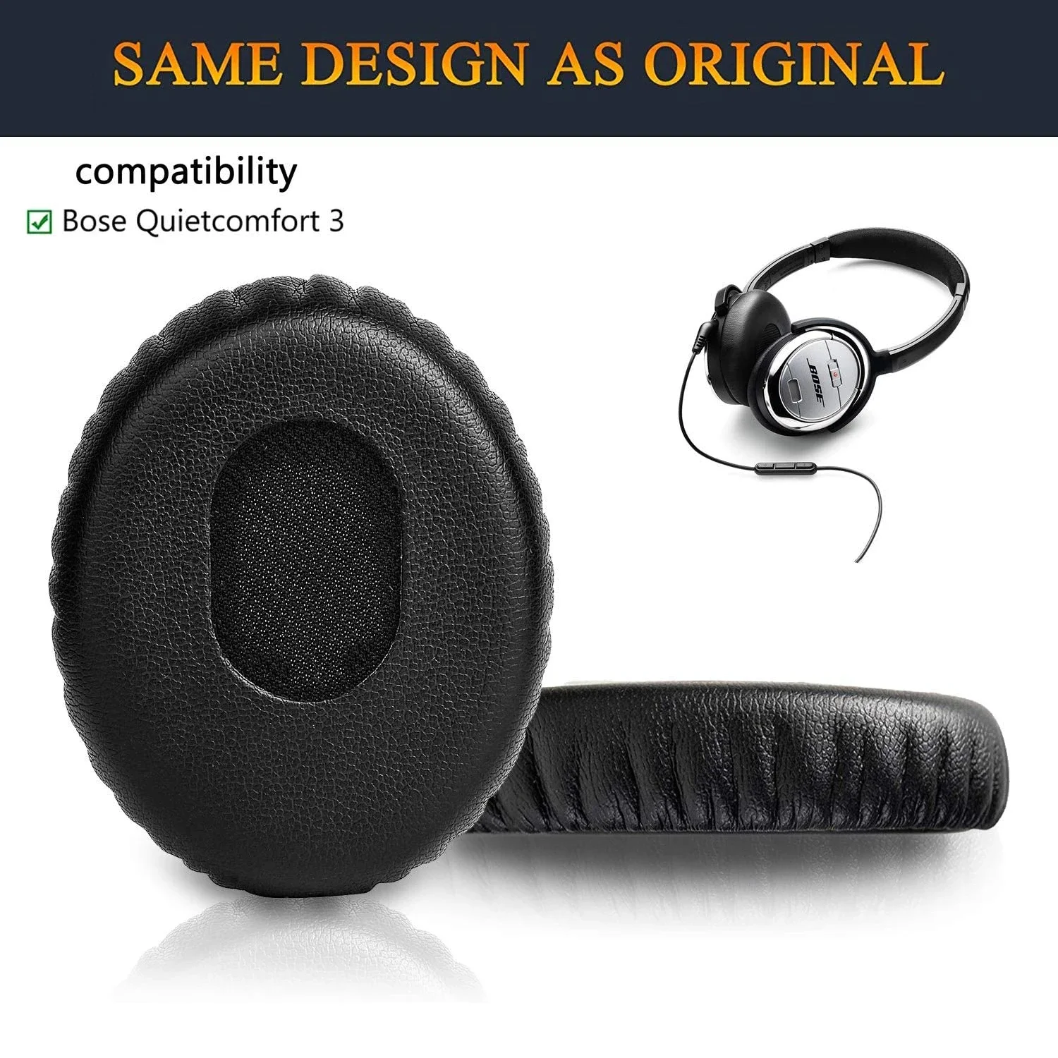 1Pair Replacement Ear Pads Cushions Earpads Headband For Bose QC3 QuietComfort 3 OE1 On-Ear Headphones