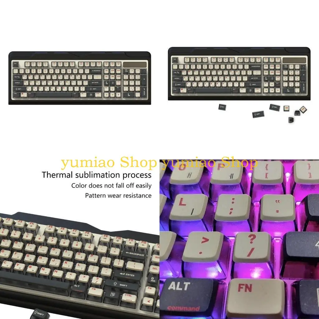 

587B PBT Keycaps 116Keys Height Keycap Vintage Industrial Translucent Backlights Keycaps For Mechanical Keyboards