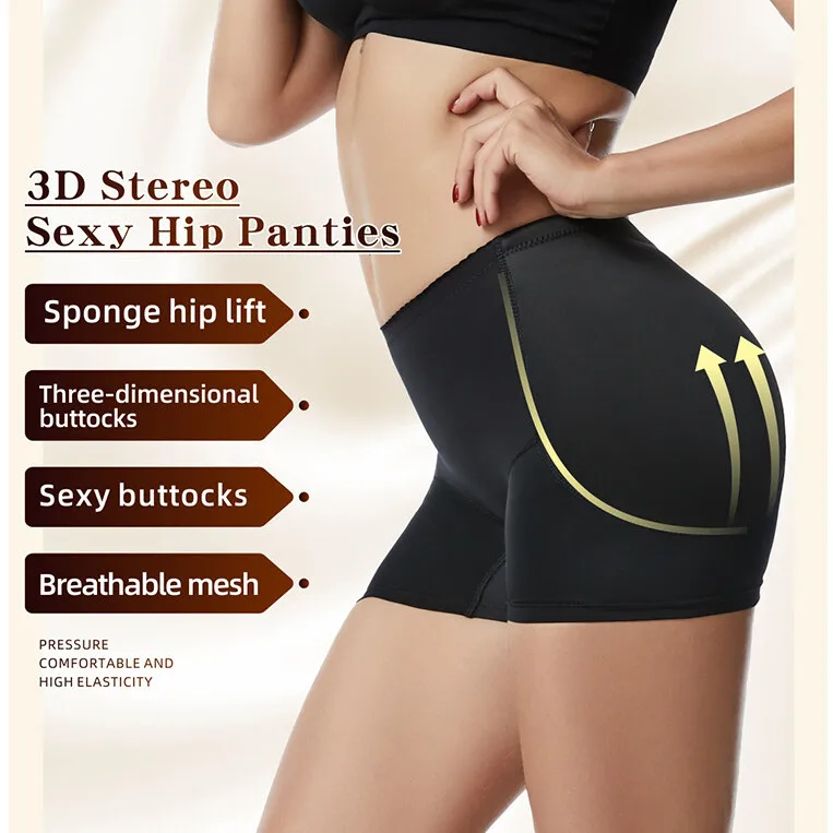 S-5XL Women Mid-Waist Padded Fake Butt Padding Panty and Hips Enhancer Body Shaper Padded Panty Shorts