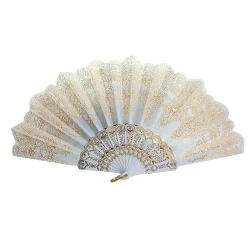 Spanish Style  Fan Wedding Silk Lace Fan Folding Held Flower Fan Lady Wedding Folding Hand Fan