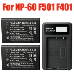 1500mAh NP-60 FNP60 NP60 SLB 1137 1037 CNP-30 K5000 D-Li2 Li-20B bateria do Fujifilm F50I F501 F401 ZOOM F410 F601 F601Z