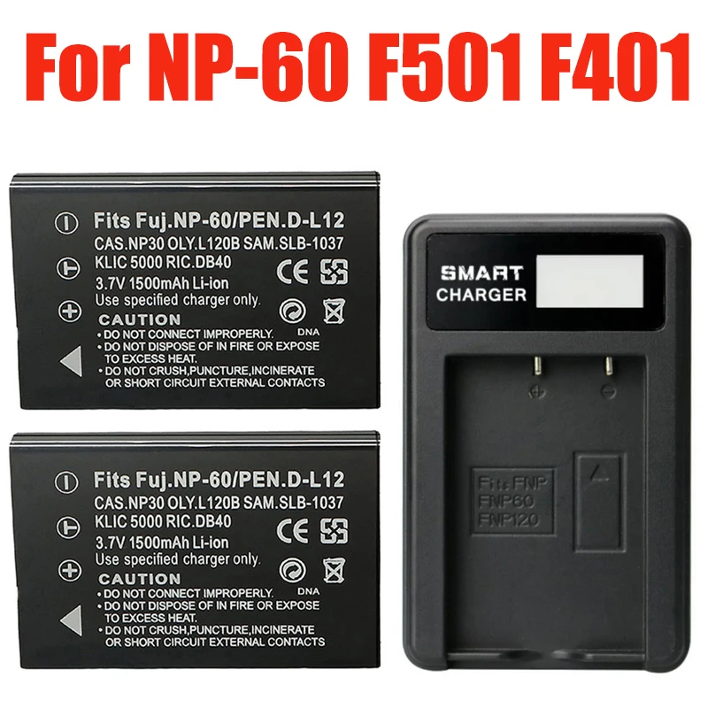 1500mAh NP-60 FNP60 NP60 SLB 1137 1037 CNP-30 K5000 D-Li2 Li-20B Battery for Fujifilm F50I F501 F401 ZOOM F410 F601 F601Z