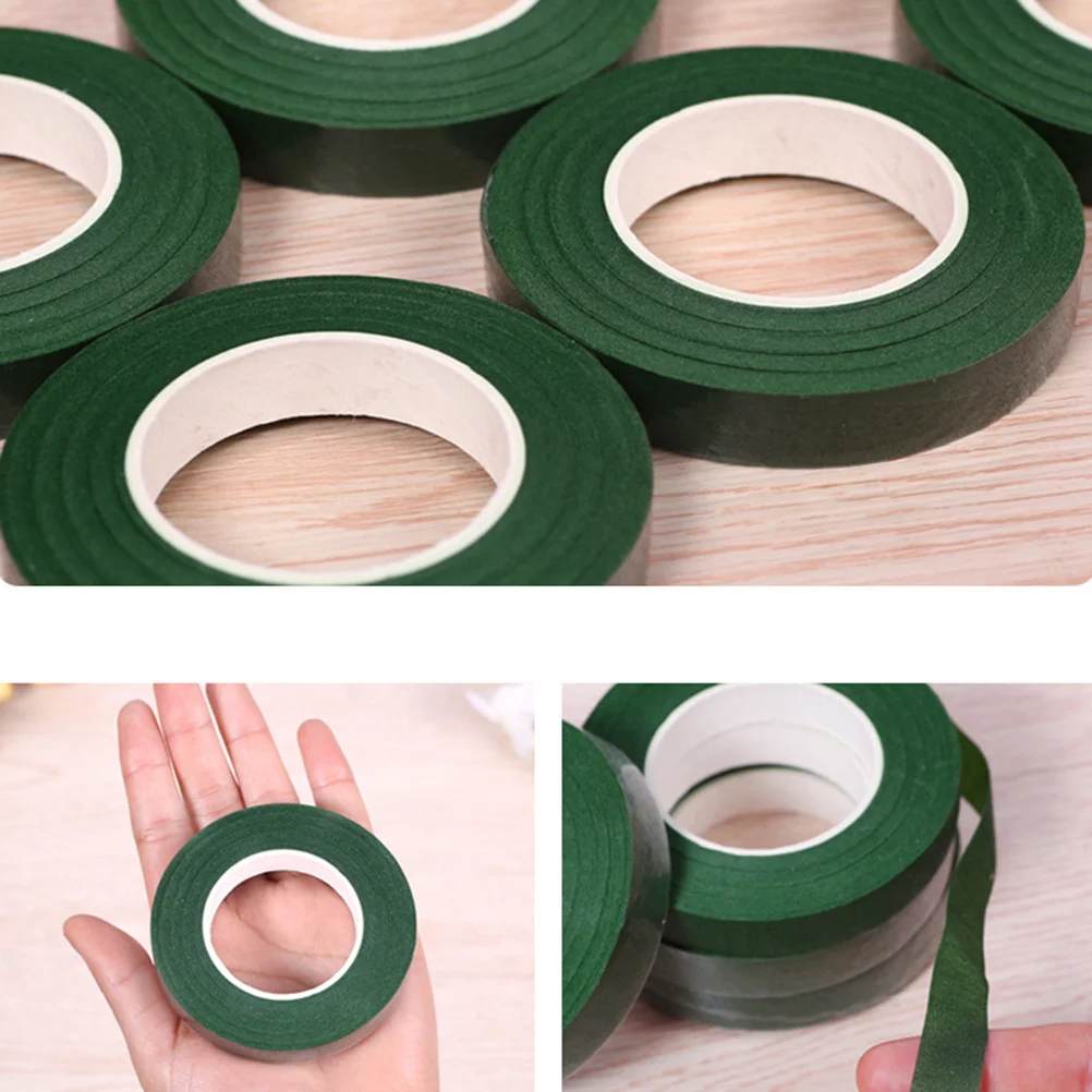

10 Rolls Flower Craft Tape Green Self-Adhesive For Artificial Bouquet Stem Wrap Diy Paper Plants Handicrafts Garland Wreath