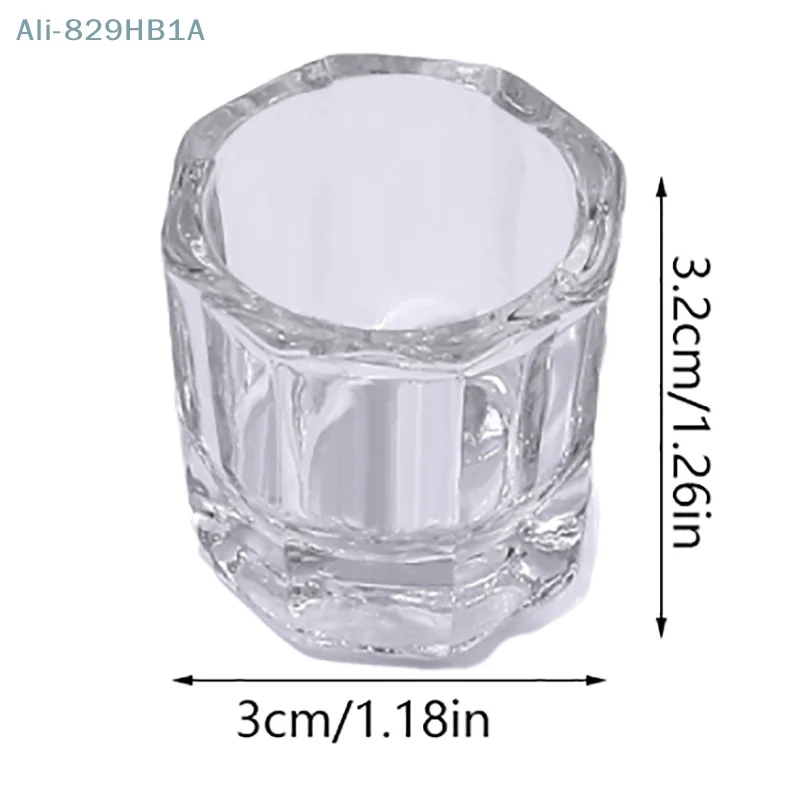 Crystal Glass For Mixing Acrylic Powder Liquid Nail Cup Dappen Dish Lid Bowl Cup Holder Equipment Nail Tools 1pc