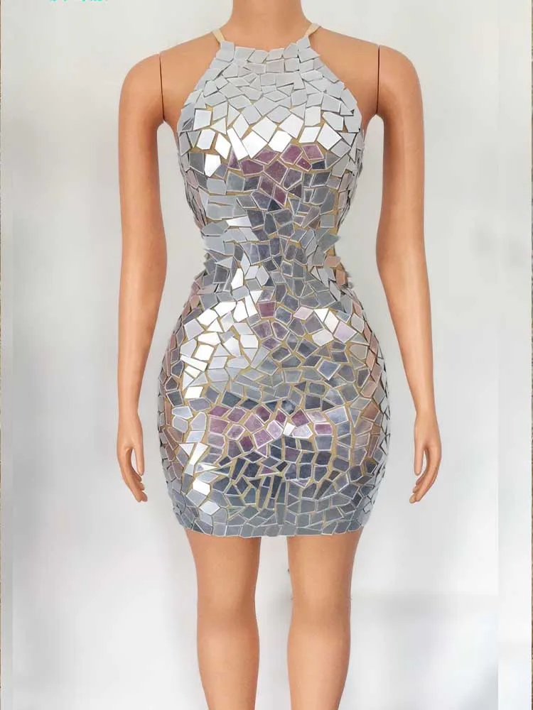 High Quality Sequined Sexy Neck Hanging Elastic Hip Hugging Dress 2024 New Fashionable Custom Women'S Clothing