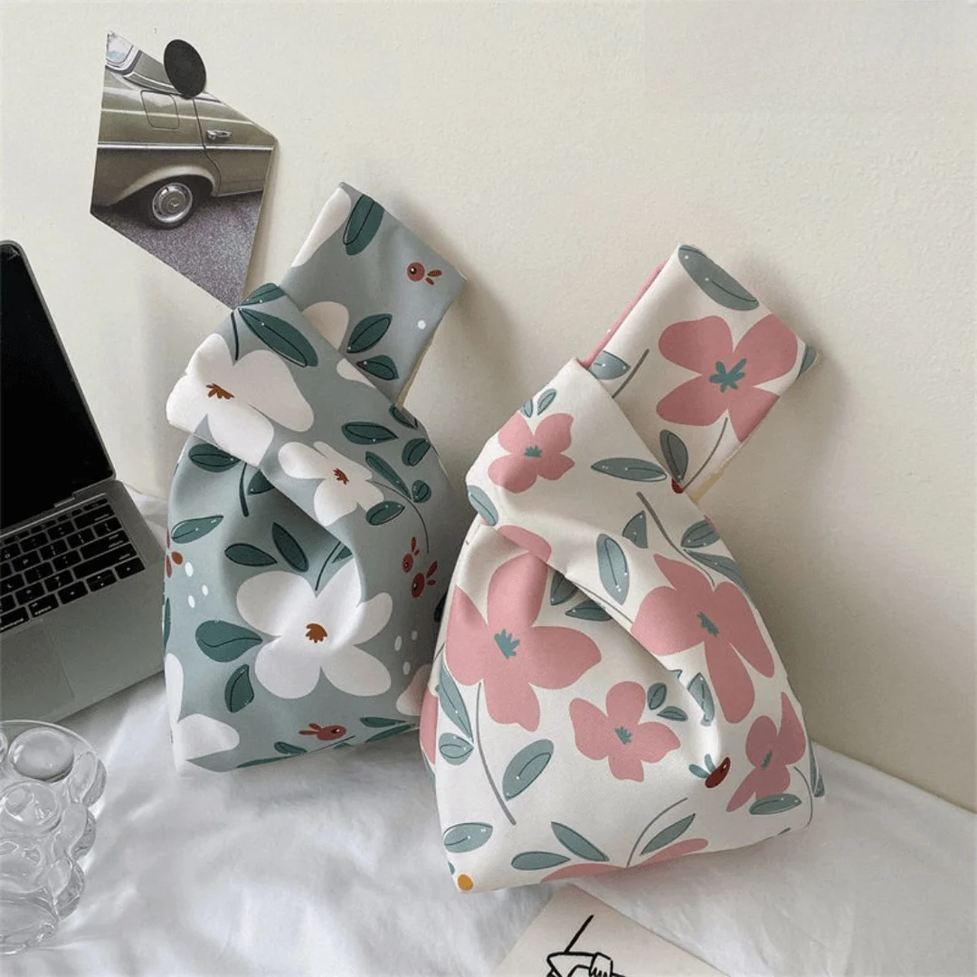 

Korean Style Handbag Printed Simple Grapefruit Knot Mobile Phone Key Wrist Bag Women Storage Bag Soft Casual Unisex Bag