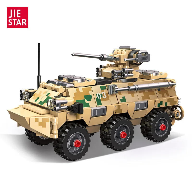 JIE STAR DIY Small Particle Building Blocks Early Education Toy Model Military Armored Vehicle Intelligence Assembly for Childre
