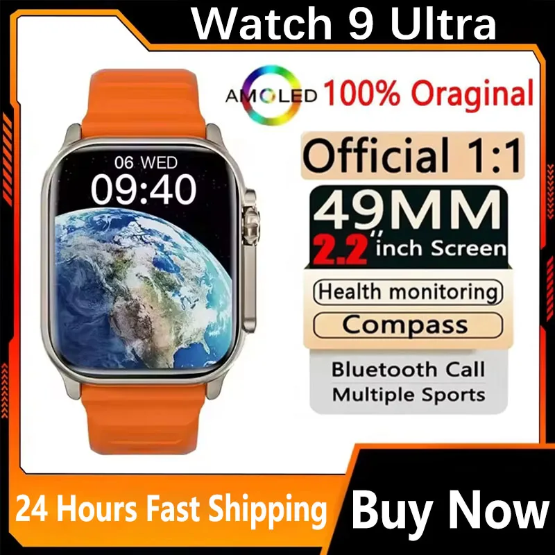 

Умные часы Watch 9 Ultra для мужчин и женщин, 49 мм, серия 9, AMOLED-экран, NFC, компас, Bluetooth-вызовы, 2,2-дюймовые беспроводные фитнес-часы