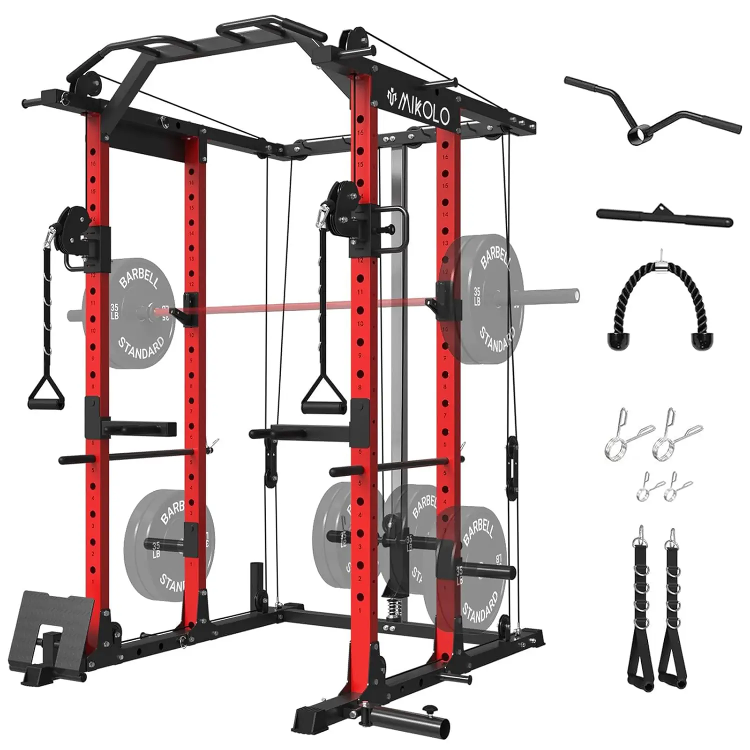 

Power Cage, Power Rack with Cable Crossover System, 1500LBS Squat Rack with LAT Pull Down System, Workout Cage with, Customized