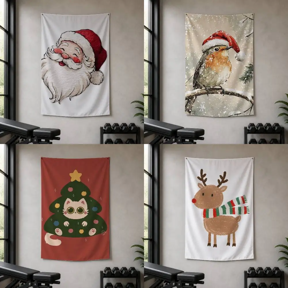 Christmas Decorative Hanging Flag with Grommets for Garage Bedroom Dorm Wall Decor