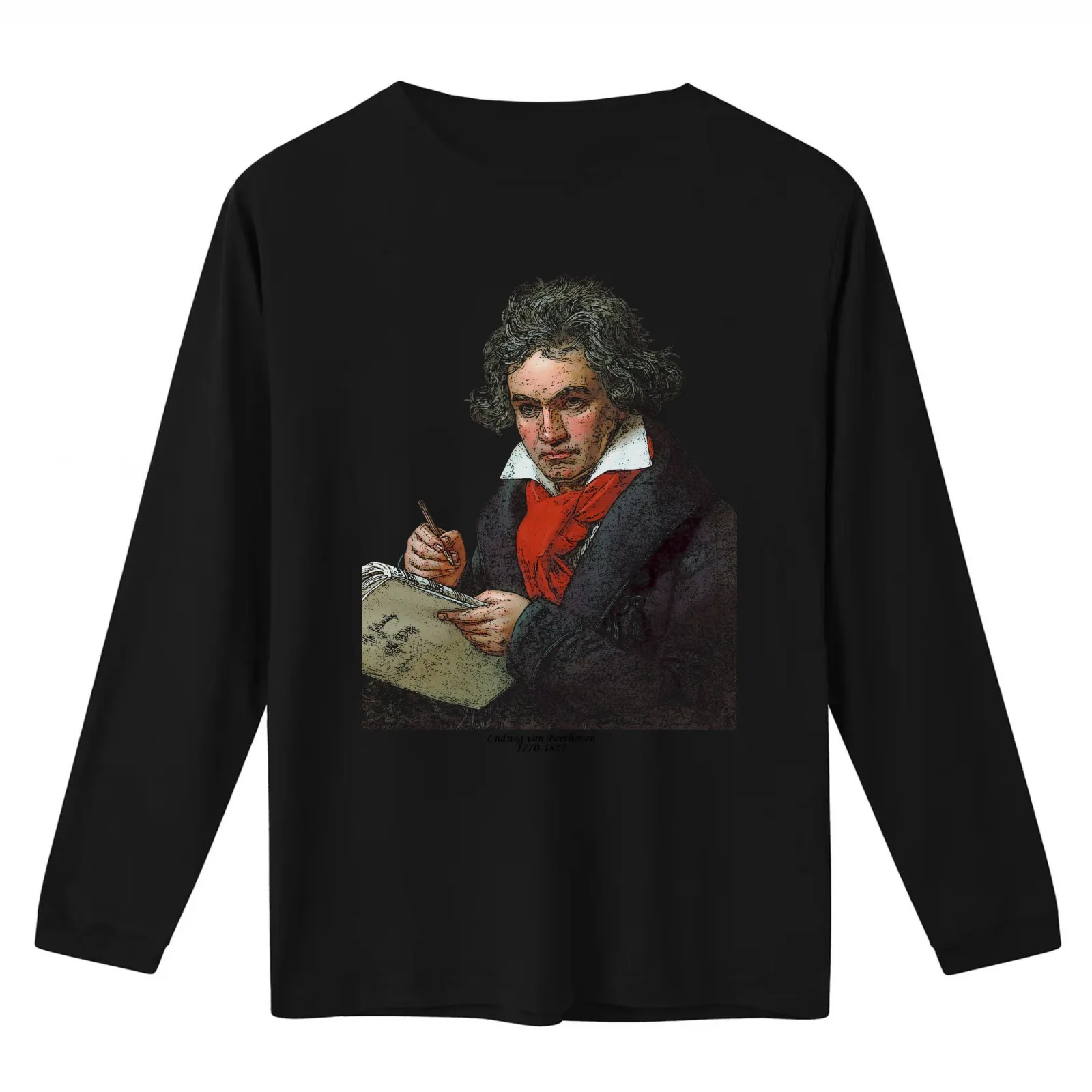 Ludwig van Beethoven Grunge T-Shirt Summer Casual Cotton Tee Oversized Streetwear Tops Vintage Graphic Print 100% Cotton