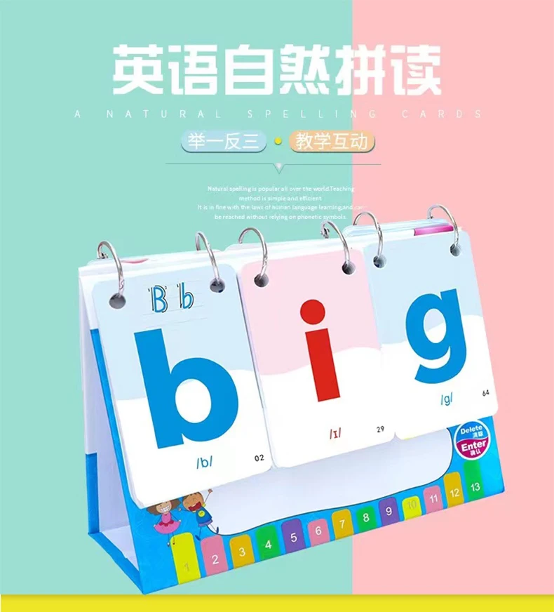 New CVC English Phonics Card for Kids Natural Spelling Desk Calendar Early Educational Learning Flashcards Alphabet Word Card