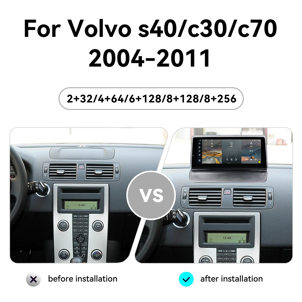 8.8 inch Carplay For Volvo s40/c40/c70 2004-2011 Android 14 Car Radio Multimedia Player GPS Navigation Head Unit Radio Stereo