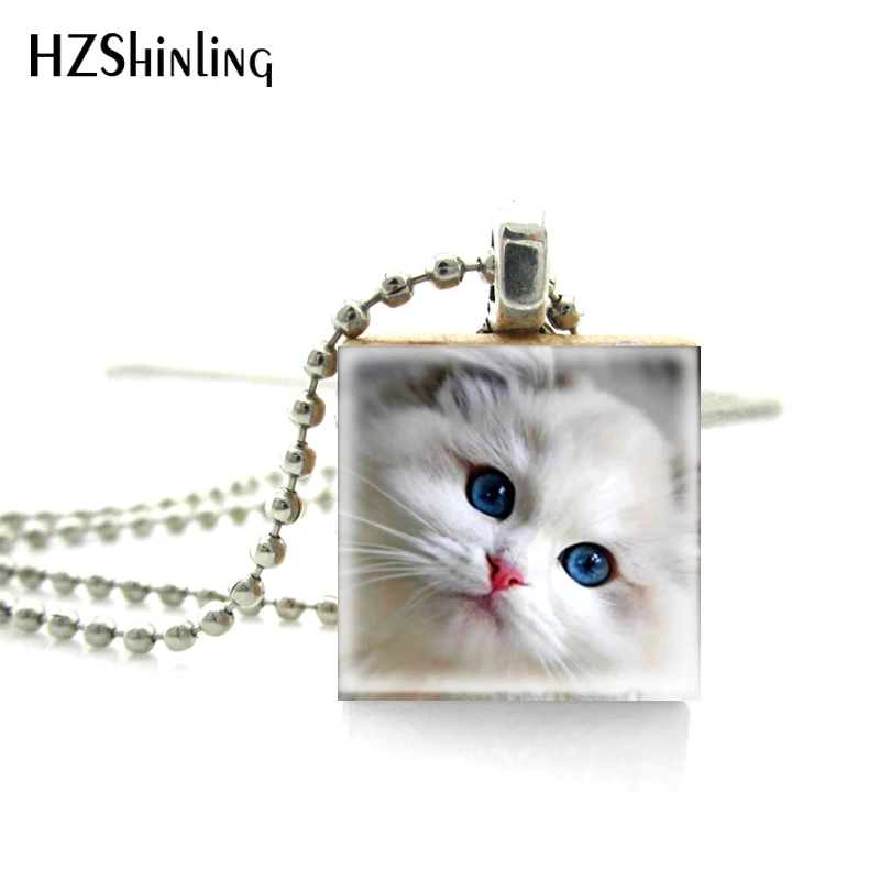 Necklaces Pendants Beautiful Innocent Eyes Cute Cat Jewelry Scrabble Tile Pendant with Ball Chain Necklace Included