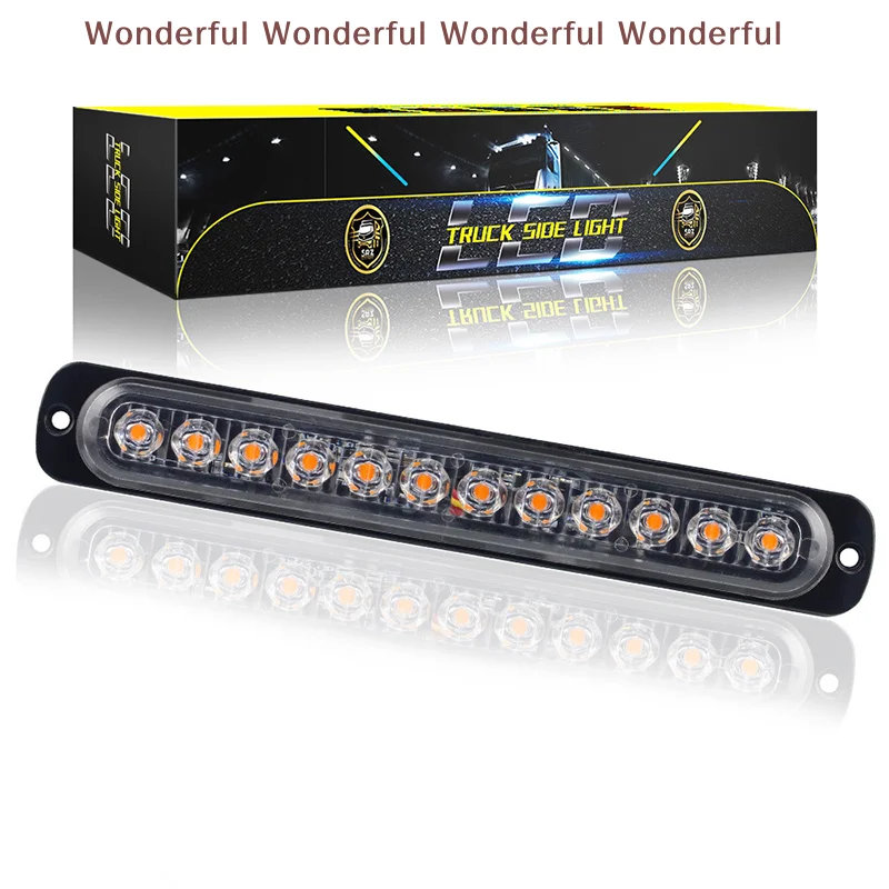 

Heavy-Duty Automotive Stroboscope with 12 LED, 12-24V Emergency Flashing Amber Lights, 1pc Side Marker Bars