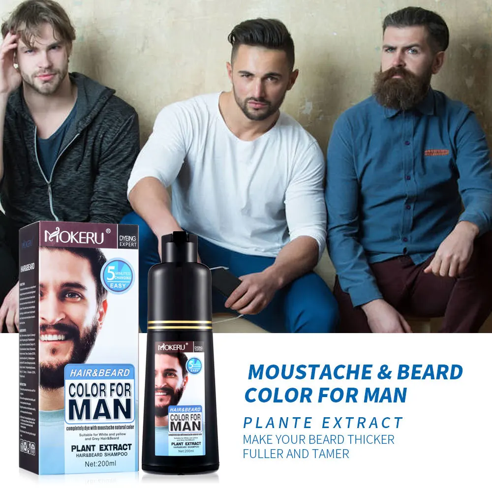 Men's Gentle Care Argan Oil Black Dyeing Cream 4-in-1 Quick Hair Dye Shampoo Natural Black Herbal Hair Dye Moisturizes