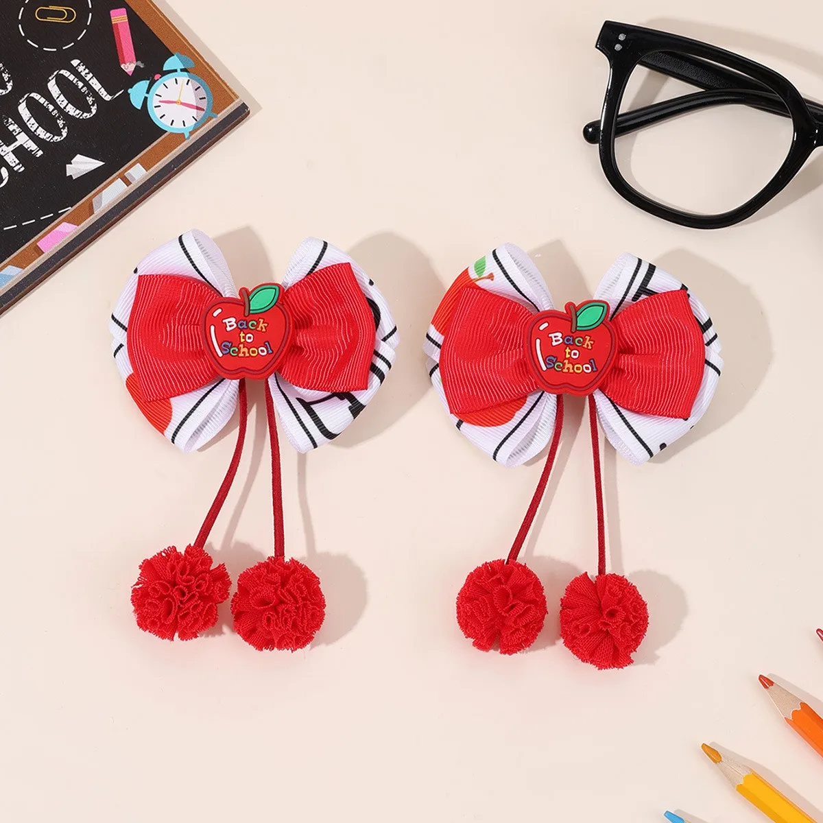 36-pinces-a-cheveux-longues-a-pompons-pour-enfants-barrettes-a-motif-nœud-et-imprime-crayon-lettre-accessoires-de-coiffure-pour-la-rentree-scolaire-vente-en-gros