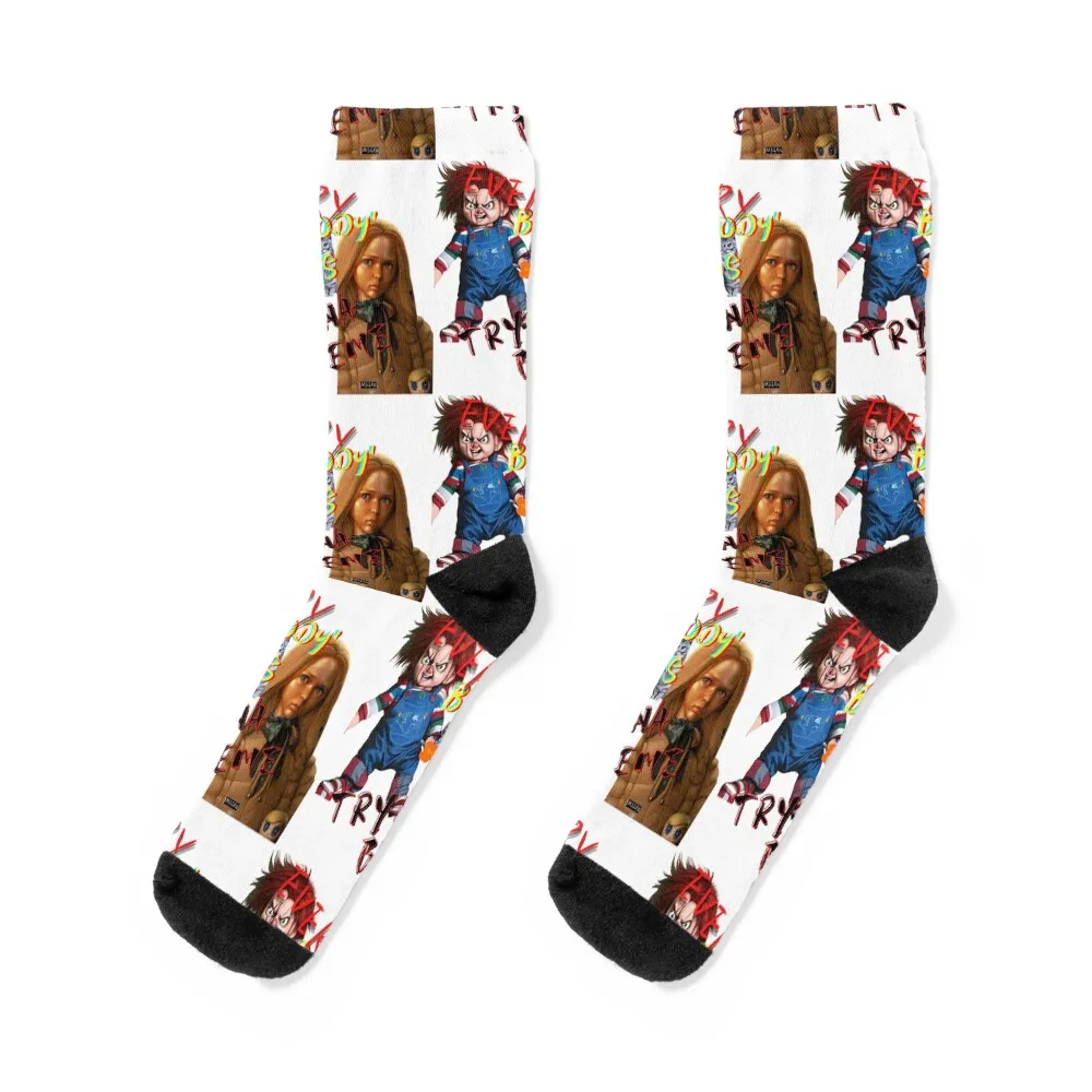 

M3GAN Vs Chucky-everybody's tryna be me Socks custom moving stockings cute Boy Child Socks Women's