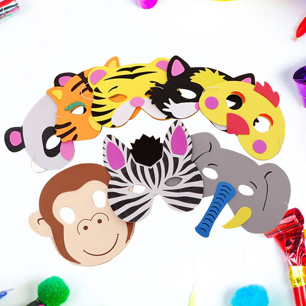 16Pcs Animal Face Mask Kids Soft Breathable Cartoon Style for Birthday Celebration School Performance Carnival Costume Party