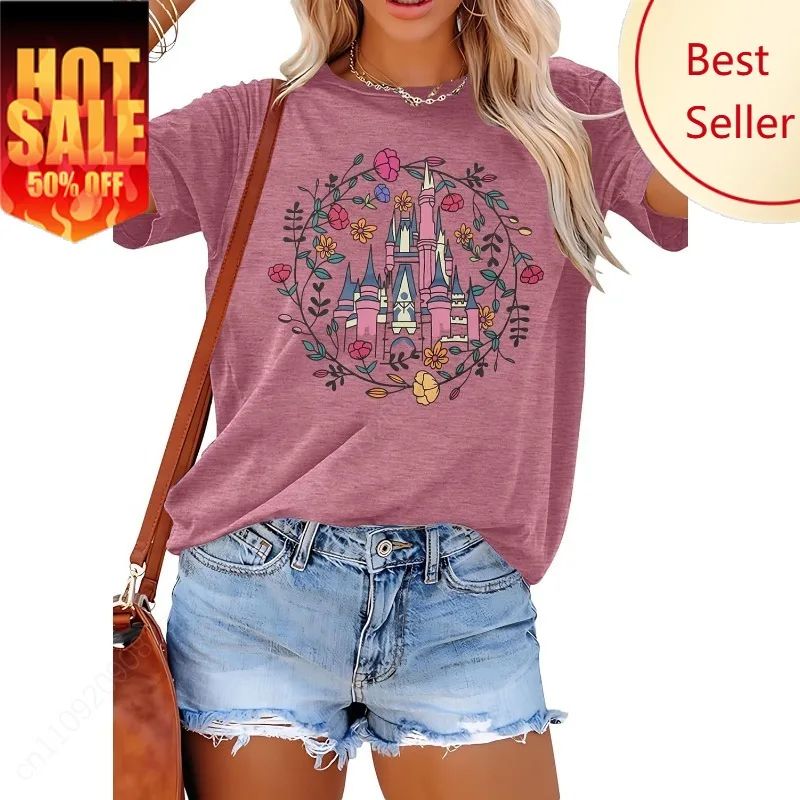 

SFHFY Magical Shirt for Women Magic Kingdom T Shirt Family Vacation Tee Castle Fairy Tale Graphic Short Sleeve Tops