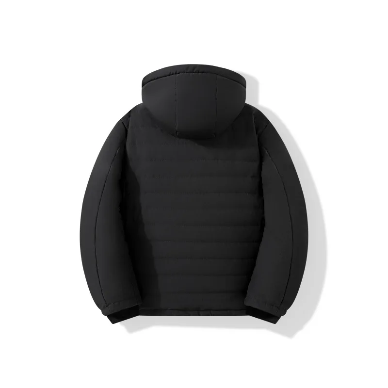 Men's Thickened Winter Fleece Jacket with Hood Lined Warm Casual Outerwear for Middle-Aged Men