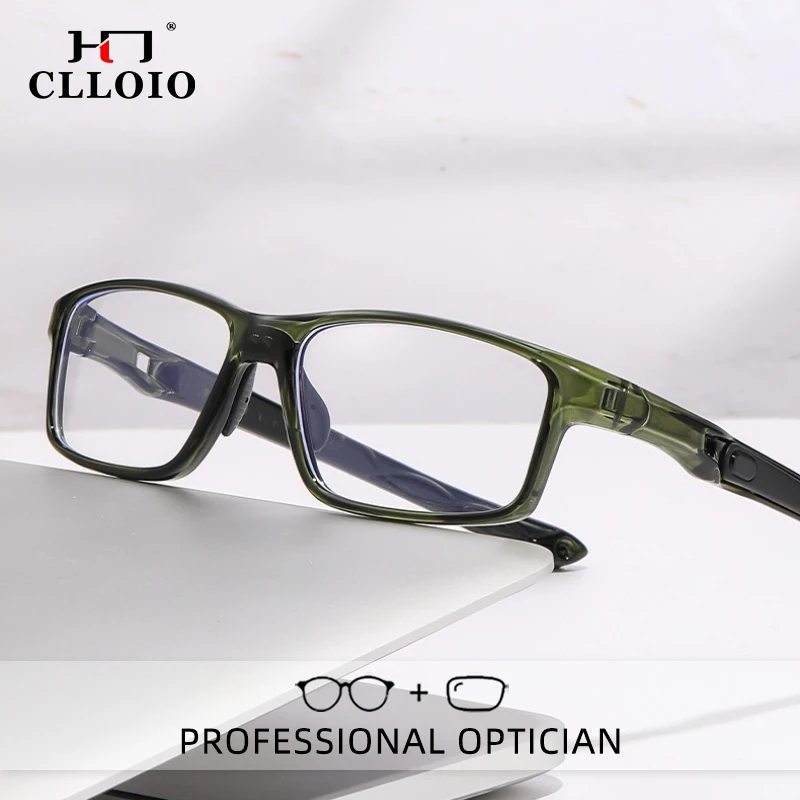CLLOIO Anti Falling Anti Blue Light Myopia Glasses For Basketball Tennis Outdoor Sports Progressive Prescription Reading Glasses