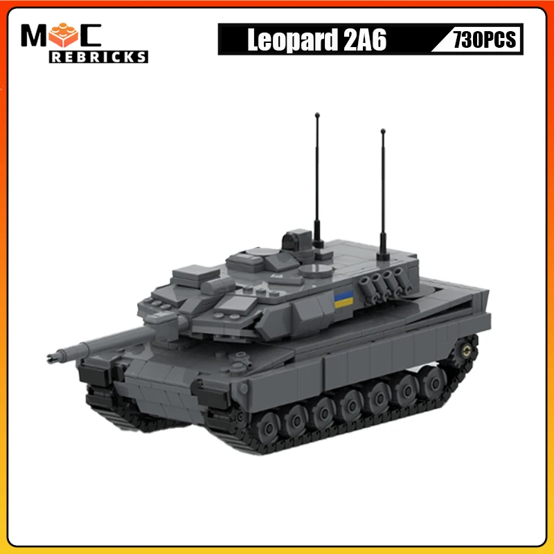 WW II Military Germany Leopard 2A6 Main Battle Tank Vehicle Building Block Weapons Model Puzzle Collection Bricks Toys Children