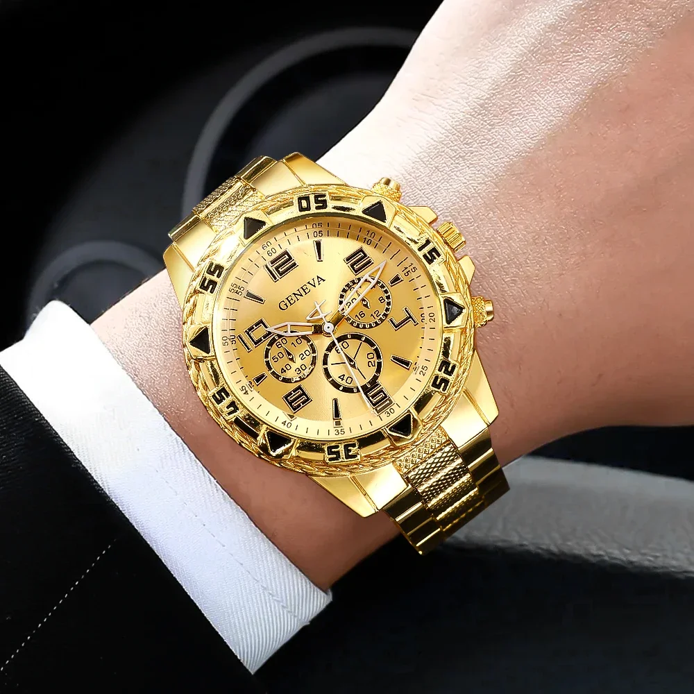 Set de 4 piezas que incluye un reloj nuevo y accesorios para hombre, de estilo informal y elegante, una excelente opción para regalar.