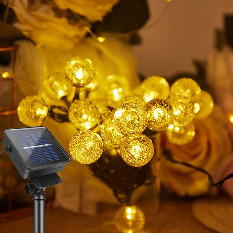 

8 Modes Solar Light Crystal ball 5M/7M/12M/ LED String Lights Fairy Lights Garlands For Christmas Party Outdoor Decoration.