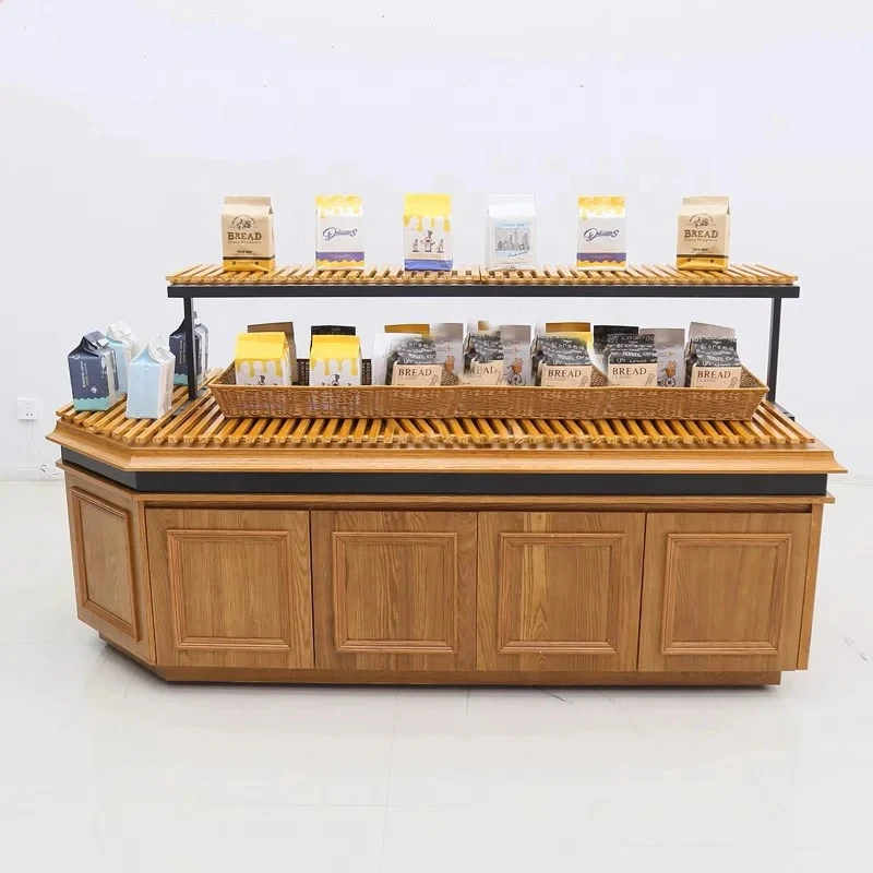 custom.Mushen Forest Customizable Marble Top Coffee Shop Bar Counter Wooden Furniture Glass Display Cabinet Bakery Shops Sho