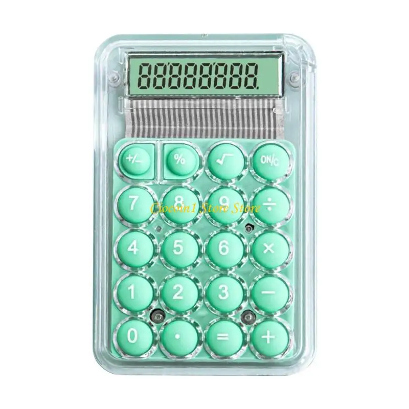 A3PC Pocket Mechanical Calculator 8 Digit Calculator Clear Candy Color Calculator with Big Buttons