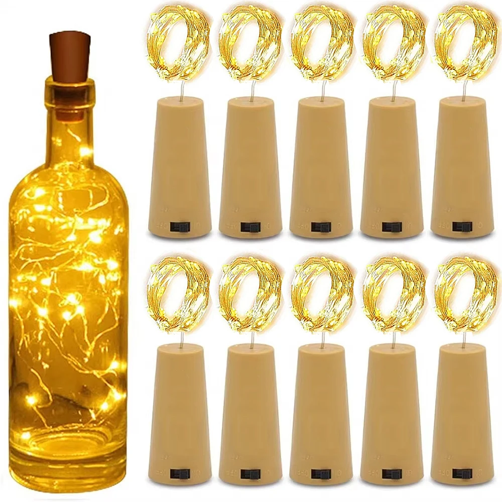 10pcs Bar LED Wine Bottle Cork String Lights Christmas Decoration Led Lamp Bottle Fairy Lights Holiday Copper Wire Lights String