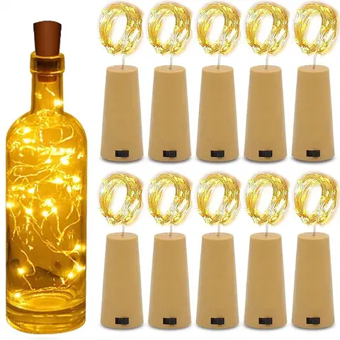 10pcs Bar LED Wine Bottle Cork String Lights Christmas Decoration Led Lamp Bottle Fairy Lights Holiday Copper Wire Lights String