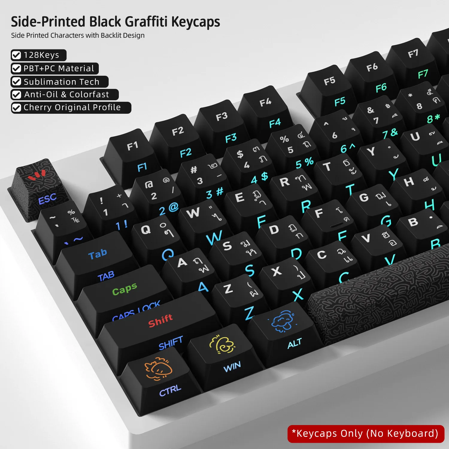 

Thai root [graffiti 2.0] mechanical magnetic axis keyboard keycap original five-sided side engraving heat sublimation