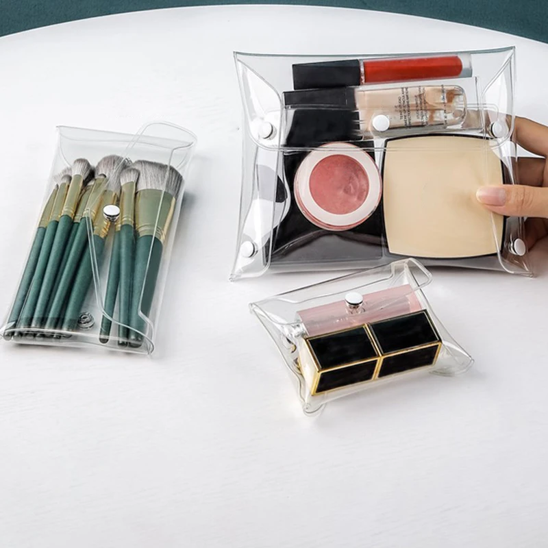 *Transparent Cosmetic Bag Waterproof PVC Pencil Toiletry Carry Pouch Portable Organizer Stationery Storage Bag Supplies Office