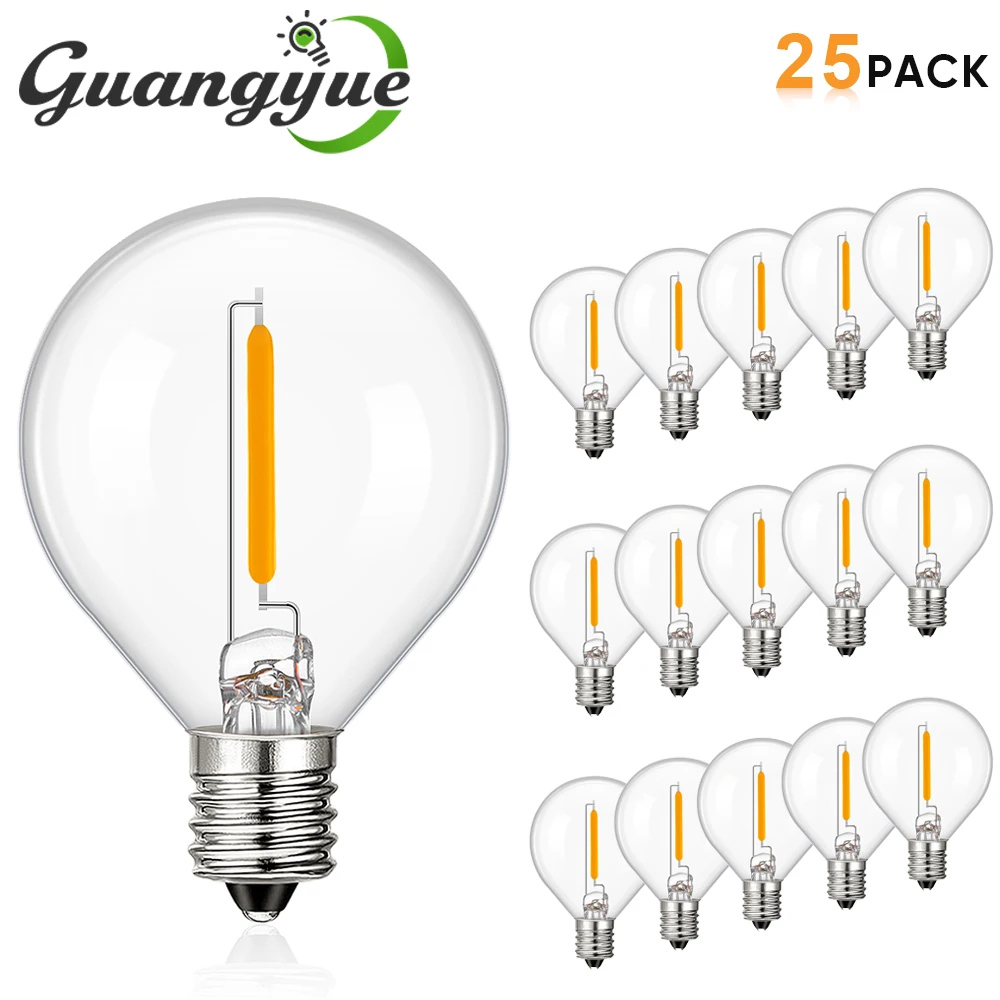 E12 Edison LED Bulb 220V 110V G40 Globe Vintage Filament Lamp Warm White 2200K 1W Retro Light Bulbs for Outdoor String Lights