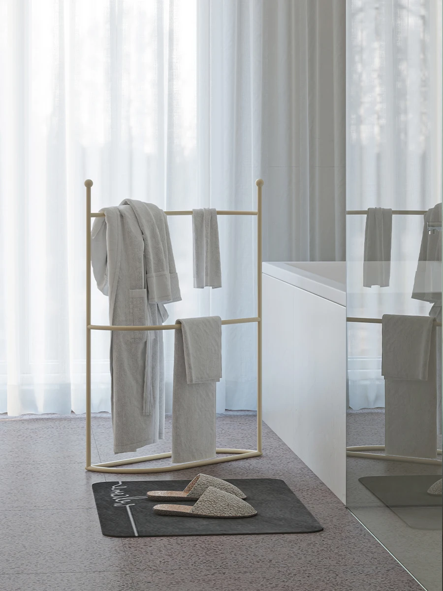 رف مناشف الحمام الفاخر غير اللكم رف المناشف الأرضية رف الحمام الصغير العمودي #4