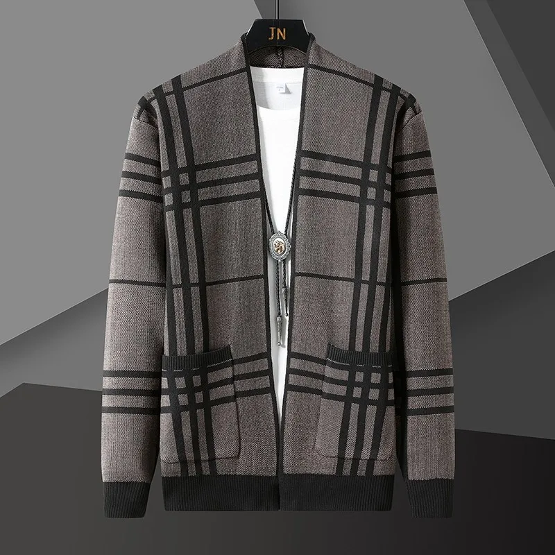 

Men's Casual Knitted Sweater Cardigan Stripe Pattern Autumn Winter New Sle Faion Urban Wear Long Sve Warmth Functional