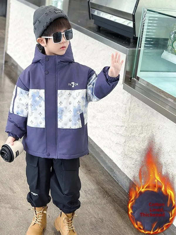 

Хлопковая куртка Thiened для мальчиков, осенне-зимняя новинка, модное детское зимнее хлопковое пальто Thiened, милое детское Quilte...