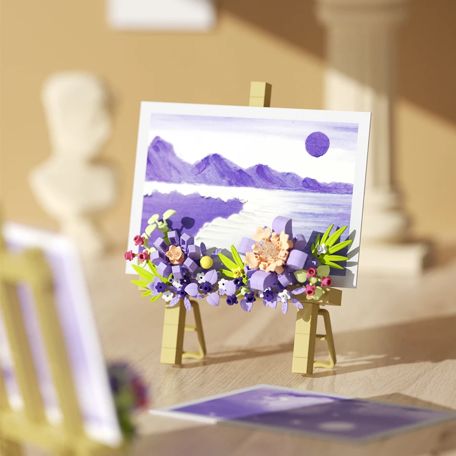 Mini Flower Painting Shelf - DIY Building Blocks Easel, Educational Display Gift