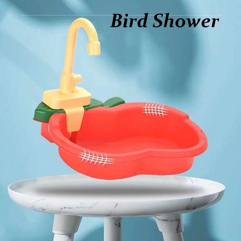 

Bird Shower Cute Birds Play Water Shower Pet Apple Bath Cage Basin Bowl Accessories Toy Bathtub for Parrots