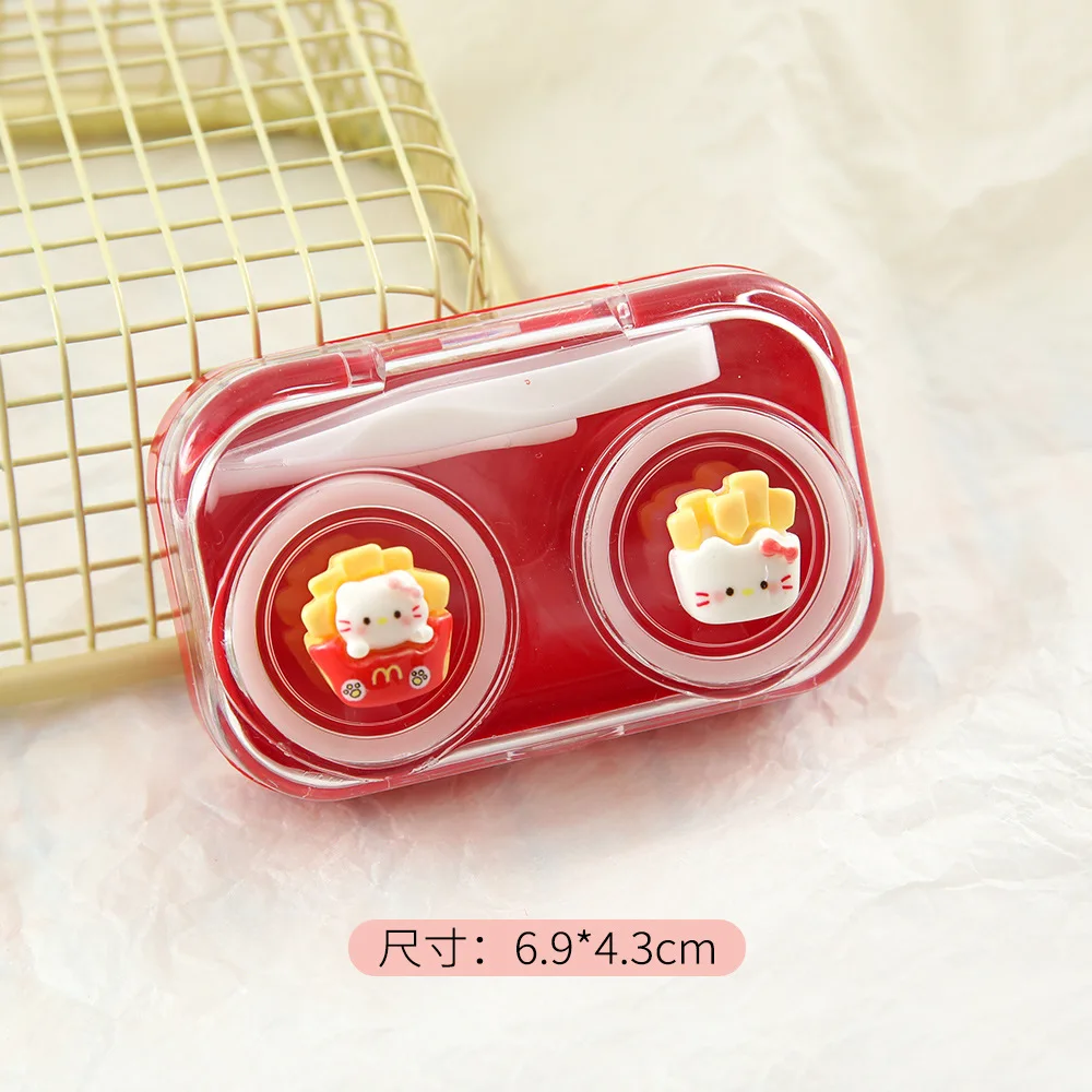 Olá kitty anime figuras dos desenhos animados transparente portátil miopia caixa de lentes de contato casos para meninas melhores presentes de viagem