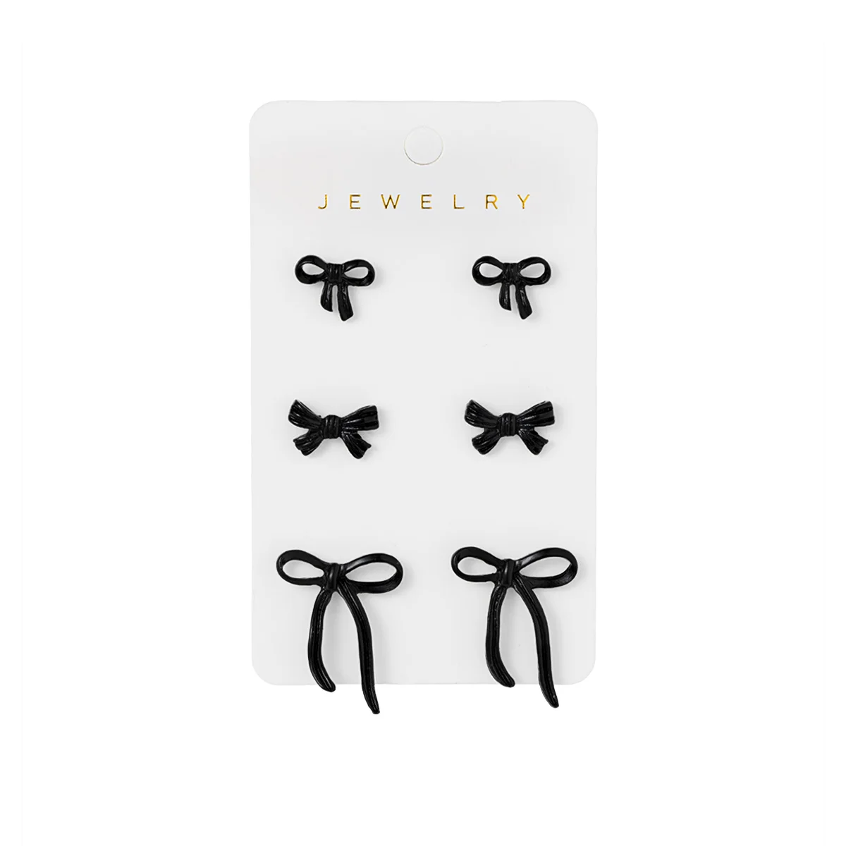 3 Pairs of Elegant Dark Black Bow Stud Earrings for Ladies - Versatile Everyday Wear