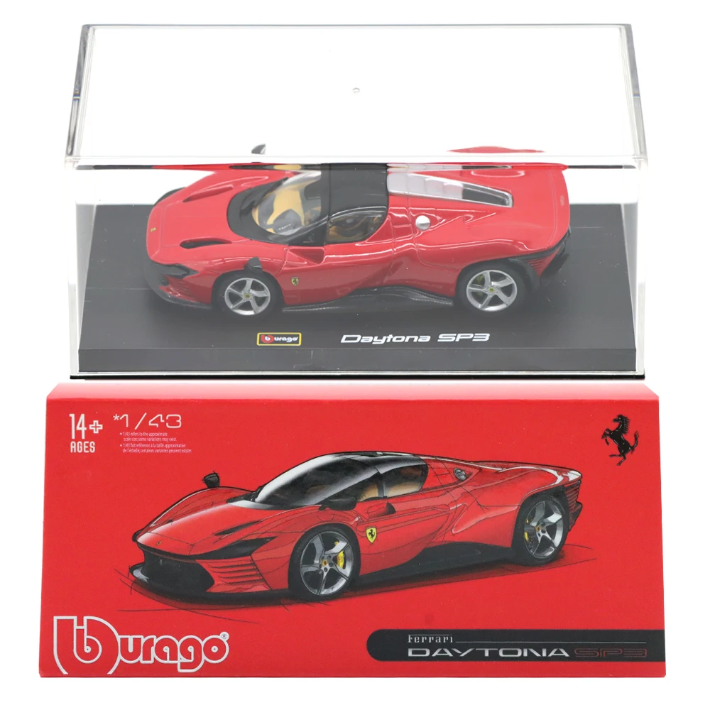 1/43 Bburago Ferrari Daytona SP3 Cars Model Alloy Diecast Model Car Display Box Base Collection Gifts Toys For Adults