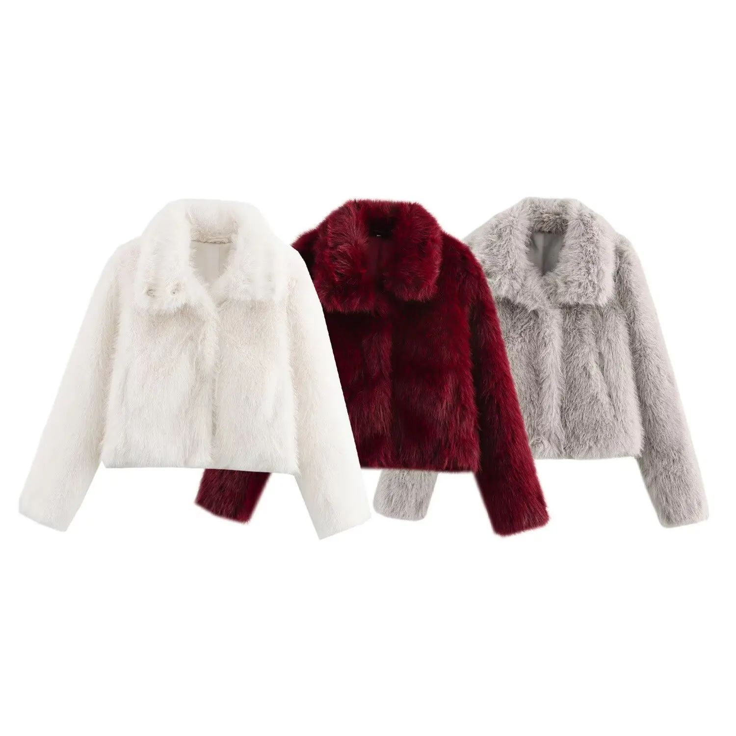 

Short Laple Women's Furry Jacket Fashion Solid Plush Coat White Loose Faux Fur Jackets Winter Thick Warm Fluffy Outerwears 2025