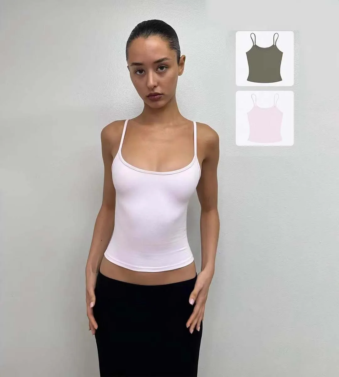 Tank Top für Damen, einfarbig, schlankmachend, dehnbar, Fitness-Camisole, Basic-Sport-BH, hautfreundliches Yoga-Oberteil
