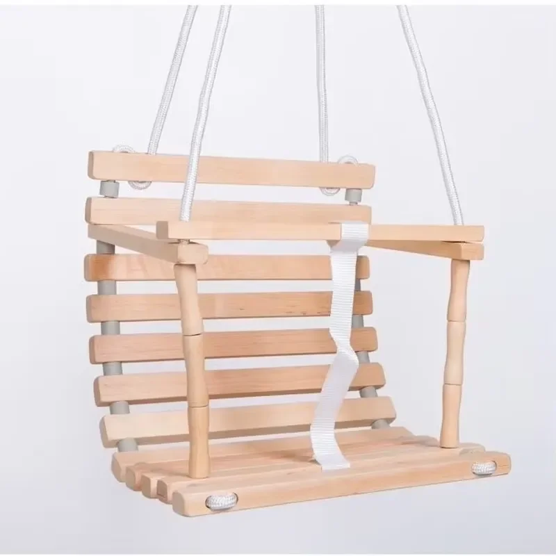 Indoor Outdoor Wooden Toy Swing Set for Babies and Toddlers Hanging Swing
