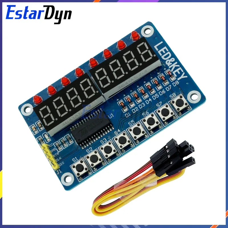 Tampilan Kunci Modul Estardyn TM1638 untuk AVR Arduino Tabung LED Digital 8-Bit Baru 8-Bit